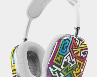 AirPods Max Case | Neon Geometric Graffiti Hard Shell | Aesthetic Headphone Cover | Artistic Shell