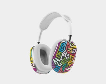 Neon Geometric Graffiti Tough Case for AirPods Max, Protective Tough Hard-Shell Case, Tech Accessory, Gift for Music Lover #7