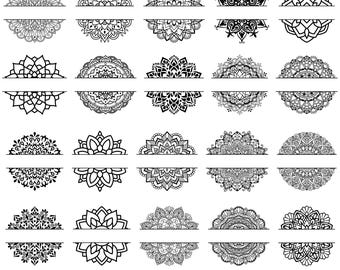 Split Mandala SVG Bundle, Monogramm Mandala Rahmen für Cricut, Florales Geometrisches Split Design, Zen Boho Tattoo Art, Laser Cut Datei