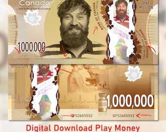 Personalized Canadian Million-Dollar Bill: Custom Novelty Gift (Digital File)