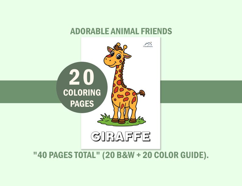 Libro da colorare con simpatici animali per bambini piccoli, pagine da colorare per bambini con guida ai colori, schede didattiche prescolastiche, download digitale immediato. immagine 16