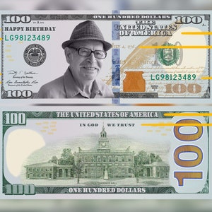 Your Face on Money, Game Money wedding Gift, 100-dollar bill, Party Money, Play Money, Custom Dollar Bill, Personalized dollar.