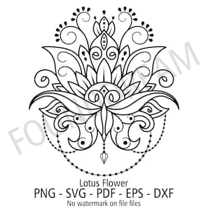 蓮の花の svg カット ファイル、蓮の花のクリップアート、シルエットのカット ファイル、蓮のクリップアート、花の svg、ナマステ蓮の花、即時ダウンロード