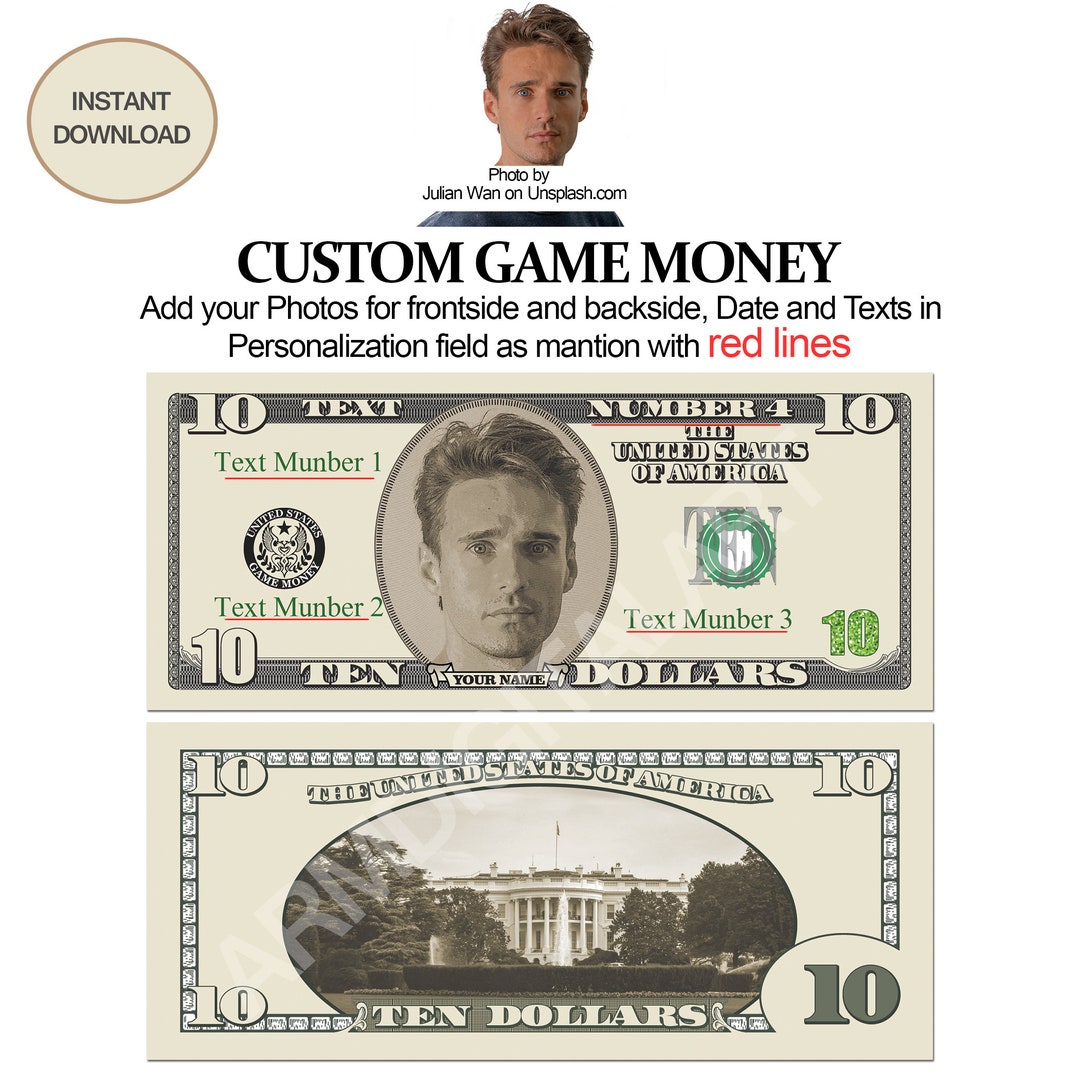 Fake Money Money Bill Art 10 Dollar Bill Digital Money - Etsy