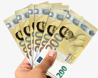 Custom Face on 200 Euro Bill, Personalized Euro Play Money for Birthday Party Favor, Funny Gag Gift for Men Women, Digital Download File
