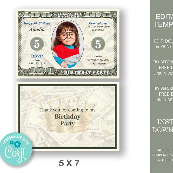 Money Invitation Etsy