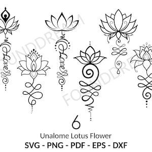 File di taglio in formato svg del fiore di loto di Unalome, Unalome Lotus svg, Simboli di Unalome, Fiore di loto svg, Namaste svg, Namaste Fiore di loto, Unalome Clipart