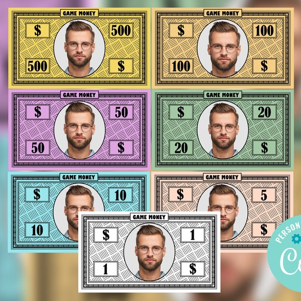 Editable Board Game money, Money Bill Art, Digital Money, Replacement board game money, Customized Bucks, Editable Corjl Template