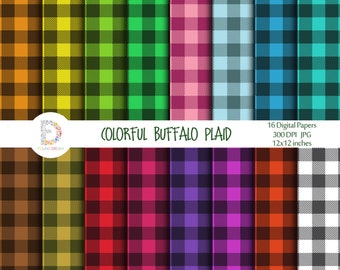 Buffalo Plaid Papers, Buffalo Patterns in 12 x 12 inch 300 Dpi, Buffalo Plaid, Digital Scrapbook Papers, Plaid pattern.