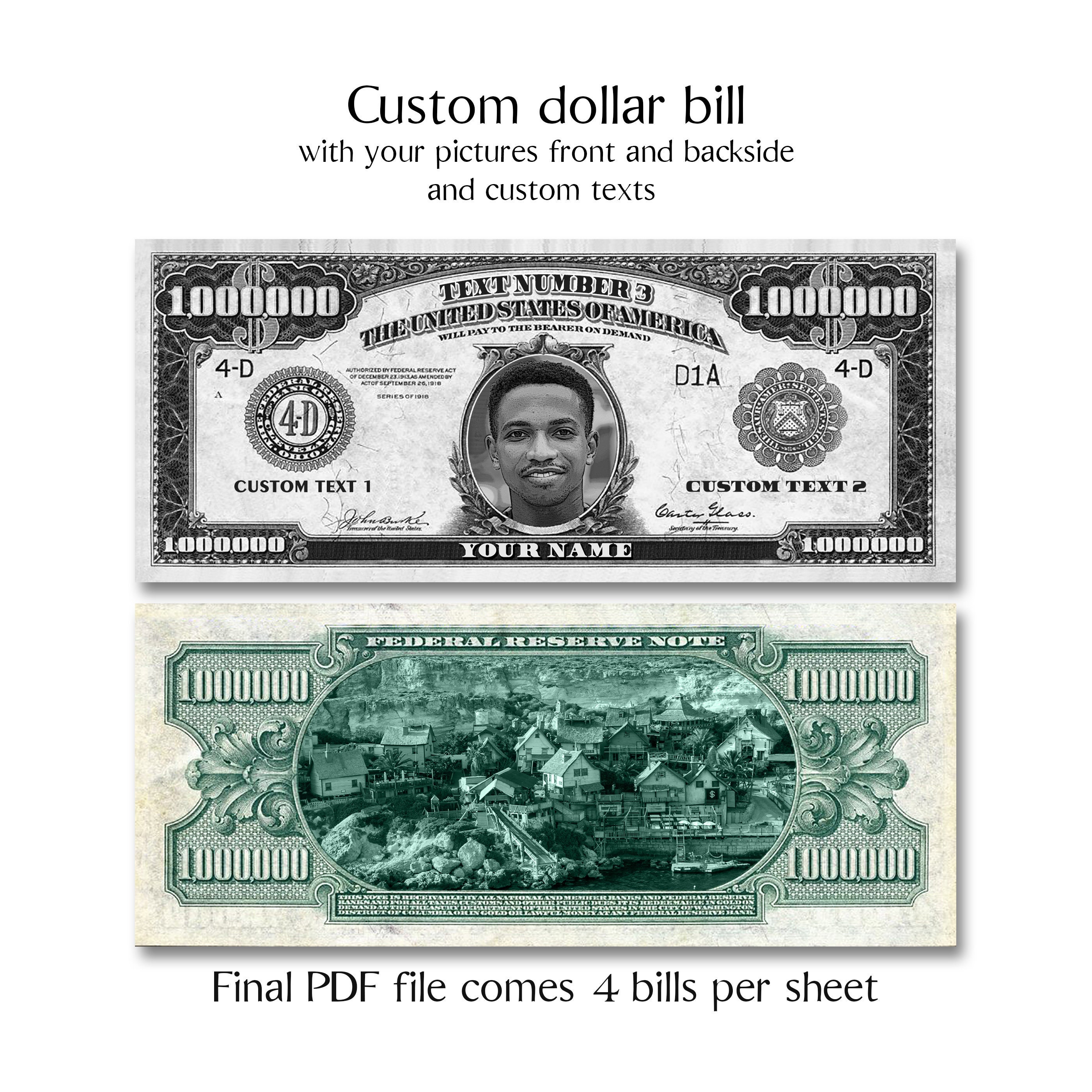 Your Face on Money Game Money 1 Million Dollar Bill Party Money