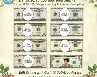 EDITABLE Play Money Printable Play Money Template Templett DIY Money ...