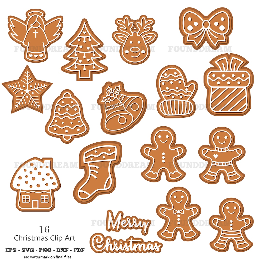Lebkuchen Clipart, Lebkuchen SVG, Weihnachtsplätzchen Clipart