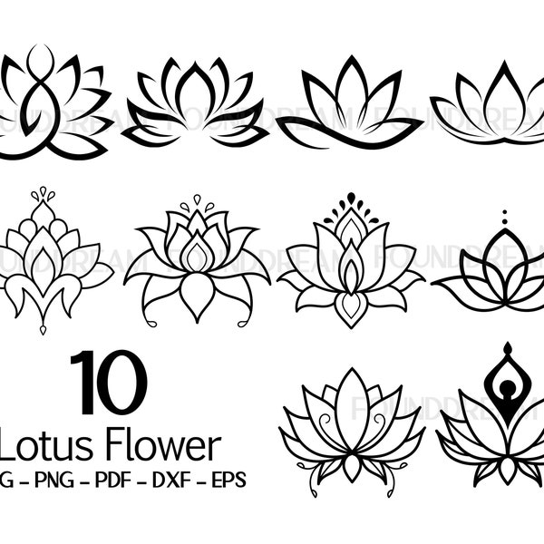 Lotus Flower svg cut file, Lotus flower clip art, Silhouette cut file, Lotus Clipart, Flower svg, Namaste Lotus flower, Lotus meditation