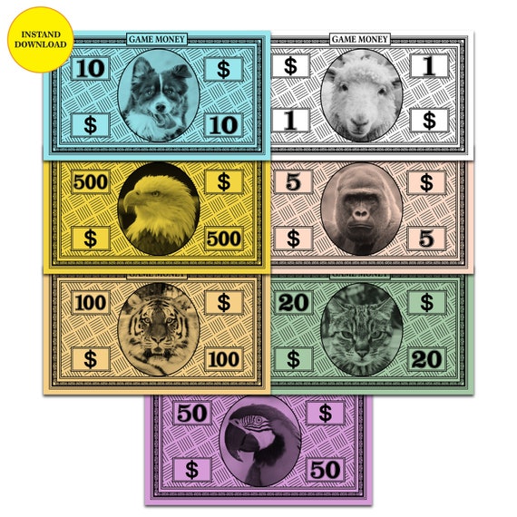 Board Game Money Money Bill Art Digital Money Replacement Etsy