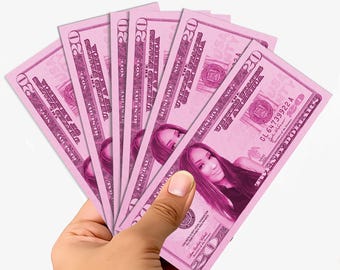 Your Face on Money, Pink Twenty-Dollar Bill: Custom Novelty Gift (Digital File)