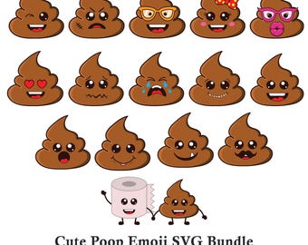 Cute Poop Emoji SVG Bundle – Funny Clipart, Stickers (Digital Download)