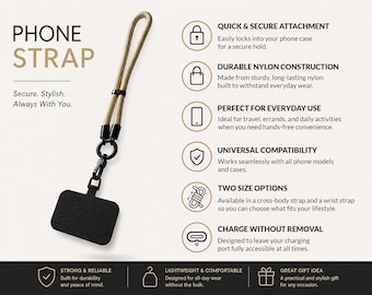 Universal Phone Strap - Crossbody & Wrist Lanyard for All Phones | Adjustable Nylon Phone Tether | Hands-Free Security for Phone