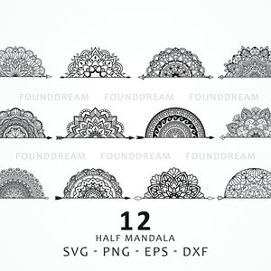 Arrow Half Mandala Bundle svg files, Half mandala cut files, Arrow svg, Half Arrow Mandala svg for cricut, Mandala Clipart, Half mandala png