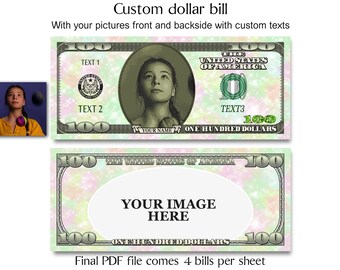 colorful with glitter effect fake money 100 dollar bill etsy
