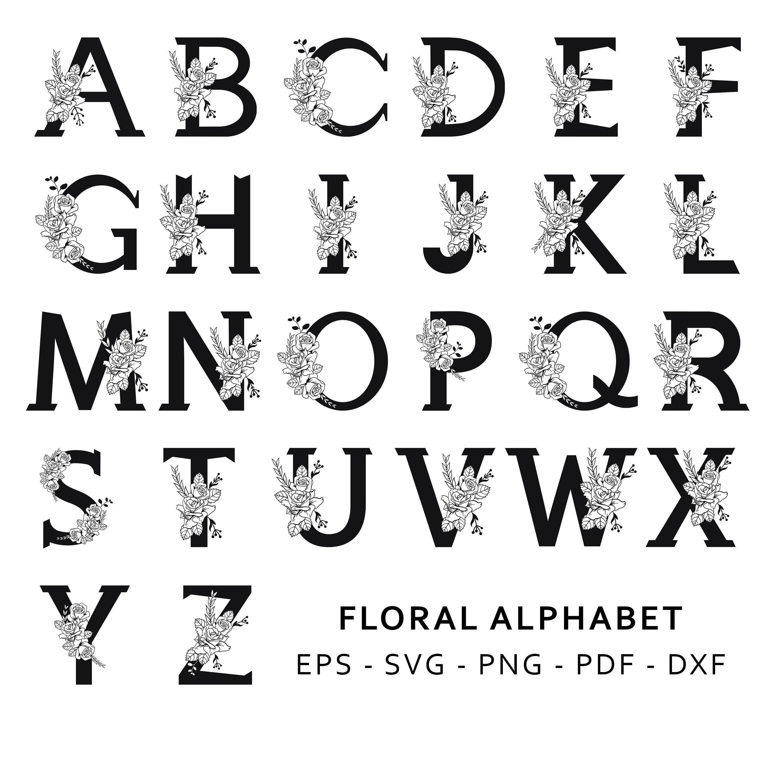 Download Floral Alphabet SVG Bundle SVG Letters with Flowers | Etsy