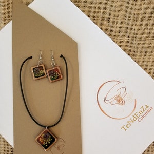 Set of Dried Natural flowers Necklace & Earrings