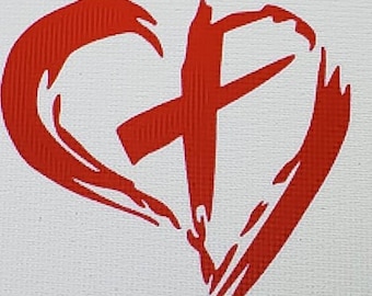 Face mask decal, paint brushed, style Heart and Cross, Iron on, Decal, sticker,