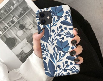 Blue Floral for Samsung Galaxy S10 case Samsung Note 10 S10 case S9 plus case S9 Note 9 S8 plus Samsung A50 A70 A20 A30 A40 A20e Hard o114