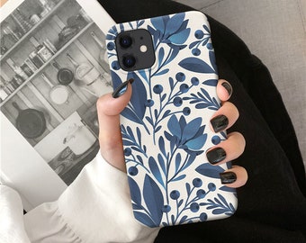 Blue Floral Moto G7 case G8 Play Power case Z4 case Moto X4 case Moto Z3 Play E4 plus G5s case moto G5 case E4 case G5 E5 play Z2 force o114