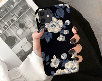 Black Floral for iPhone 15 14 13 12 11 Pro Max case iPhone XR case iPhone XS Max Case iPhone X Case iPhone 7 Plus iPhone 8 Plus case o139