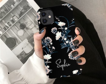 Black Flowers for Samsung Galaxy S20 FE S21 S10 plus case Samsung Note 10 S10 case S9 plus S9 Note 9 S8 plus Samsung A50 A70 A71 Hard o75