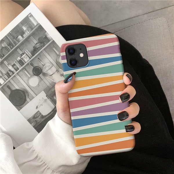 Color Stripes for iPhone 13 14 15 Pro Max case iPhone 11 iPhone 12 Mini iPhone XR iPhone XS iPhone 7 cover iPhone 8 iPhone SE 2022 case o117