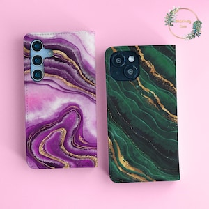 Funda tipo cartera de piel de mármol para Google Pixel 8, 7a, 9, 6a, 8a, iPhone 15 Pro Max, 14 Plus, 16, 13, 12 y 11, Samsung S24, S23, S22, S21, S20, A16, A54, MBW