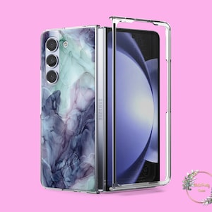 Étui pour Samsung Galaxy Z Flip 6 3 4 5 5G, marbré menthe violette, coque pour téléphone Galaxy Z Fold 6 5 4 5G, jolie coque o221