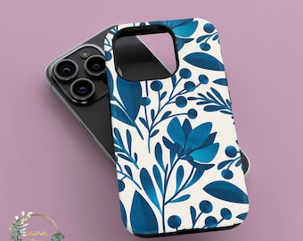 Blue Floral for Samsung Galaxy S10 case Samsung Note 10 S10 case S9 plus case S9 Note 9 S8 plus Samsung A50 A70 A20 A30 A40 A20e Hard o114