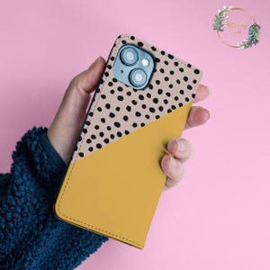 Capa tipo carteira de couro com bolinhas para Google Pixel 8 7a 9 6a 8a iPhone 15 Pro Max 14 Plus 16 13 12 11 Samsung S24 S23 S22 A16 A54 5x43w