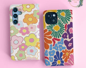 Flowering Wallet Flip Case for Samsung A52 5g S24 plus S23 S22 Ultra S21 FE S20 Galaxy A52 A35 iPhone 17 16 15 pro max 14 13 12 11 8 flw
