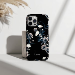 Black Flowers for Samsung Galaxy S24 S23 S22 S21 plus A14 A15 A16 A25 A35 case Samsung Note 20 A54 case Samsung A53 A55 5G Hard o75