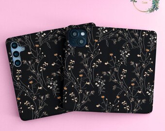 Étui à rabat en cuir Fleurs sauvages pour iPhone 14 16 15 pro max 13 12 11 8 7 Portefeuille Galaxy pour Samsung S24 S23 S22 S21 S20 Pixel 9 pro 6a 7a 8a94