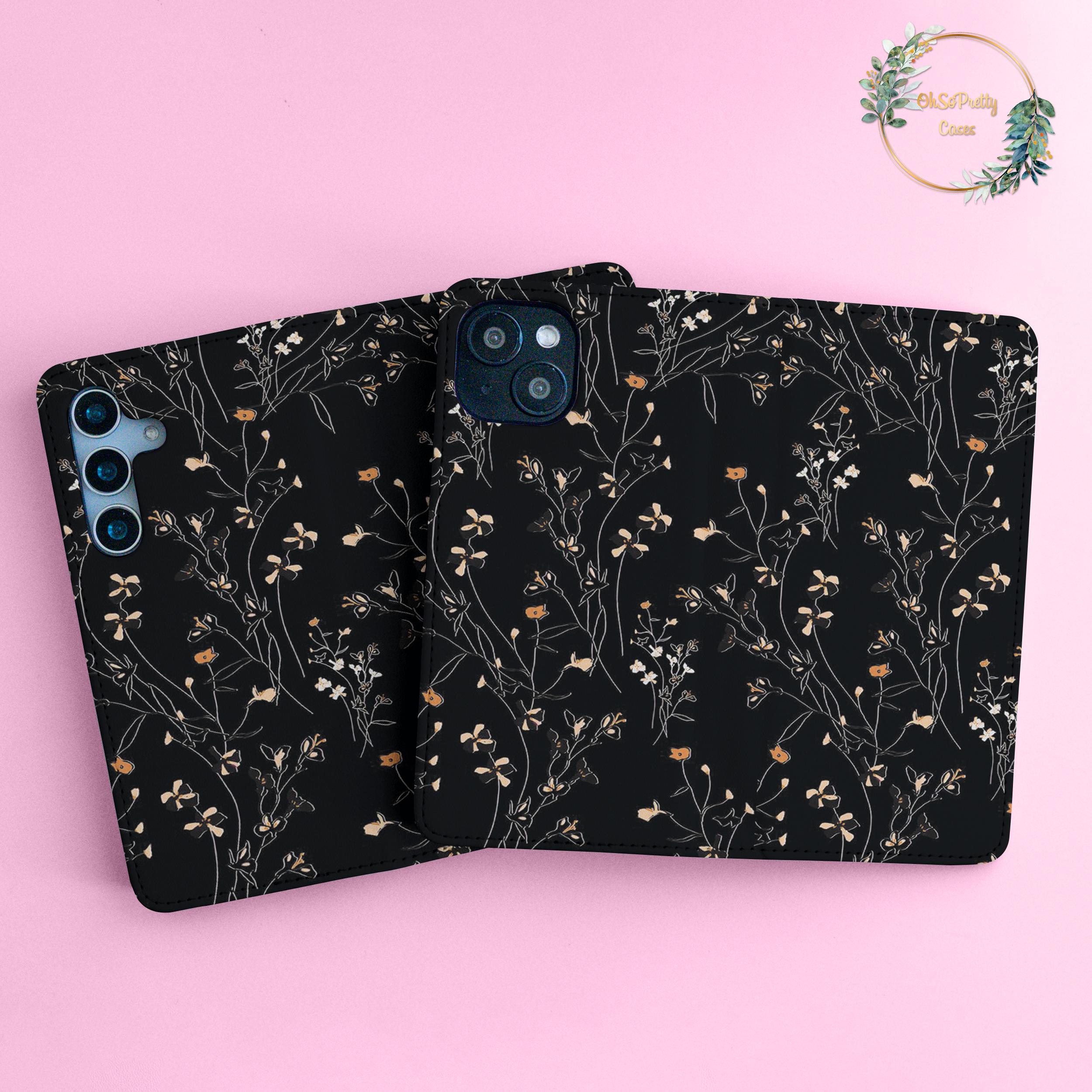 Wild Flowers Leather flip case for iPhone 14 16 15 pro max 13 12 11 8 7 Pixel 9 pro 6a 7a 8a Samsung S24 S23 S22 S21 S20 Galaxy wallet94