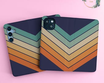 Retro Stripes Wallet Flip Case for iPhone 16 15 pro max 14 plus 13 12 11 8 7 Galaxy A16 A52 5g A54 S21 S24 S23 S22 S20 A36 A57 wallet70