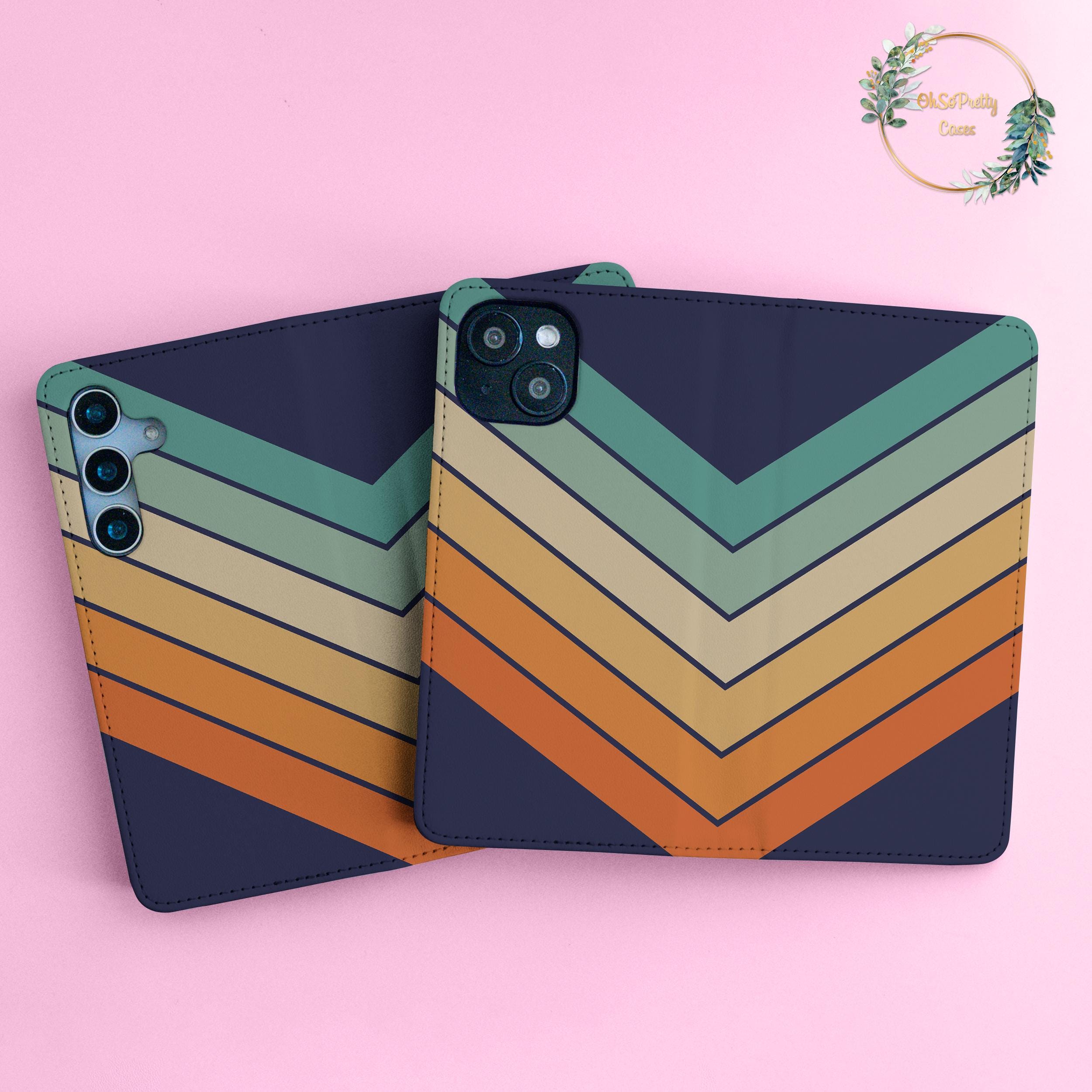 Retro Stripes Wallet Flip Case for iPhone 16 15 pro max 14 plus 13 12 11 8 7 Galaxy A16 A52 5g A54 S21 S24 S23 S22 S20 Pixel 9 6 7a wallet70