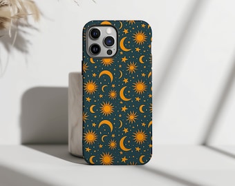 Capa rígida com estampa de Lua e Estrelas para Galaxy S24 S23 S10 Plus, Samsung Note 20 S10, S9 Plus S9 Note 9 S8, Samsung A50 A70 A30 A40 S7 Edge (MN43)