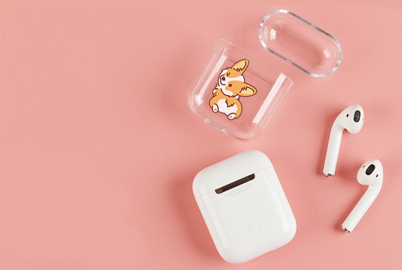 Cute Corgi AirPod Case with keychain AirPods Pro case Protective Shockproof Name Cute Airpods Case Funny Hard Silicone a15
