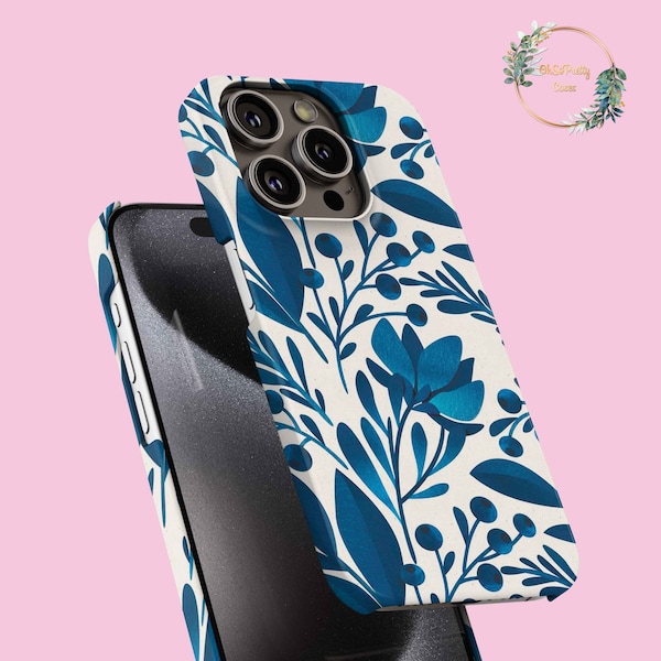 Funda con diseño floral azul para iPhone 15, 14, 13, 11 Pro Max, funda para iPhone XR, funda para iPhone XS Max, funda para iPhone X, funda para iPhone 7+, funda para iPhone 8+ o114