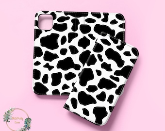 Cow Print Wallet Flip Case for iPhone 15 14 13 12 Pro Max X XS SE for Samsung Galaxy S20 S10 Plus Ultra Google Pixel 6a 6 5 4 Card Holder