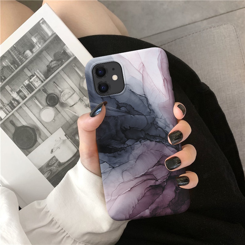 Aubergray Marble iPhone 14 13 12 11 Pro Max case iPhone XR case 12 mini iPhone XS Max SE 2022 iPhone X 7 8 Plus iPhone 6 Hard Tough o171 