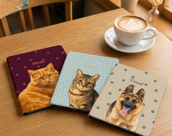 Pet photo case for iPad Mini 7 6 8.3" iPad Pro 13" iPad Air M4 2026 Cat & Dog Tablet Folio cover, 11" iPad M3 2025 10th 9th gen