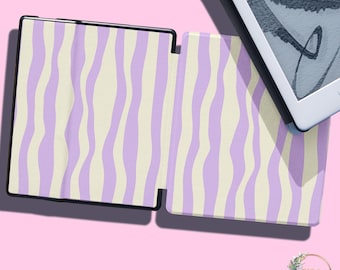 Lavander Cream Waves Detachable Kindle Case Paperwhite 2024 2022 Cover 12th 11th Oasis 2 3 Gen Colorsoft Kindle Scribe Book Lover Gift
