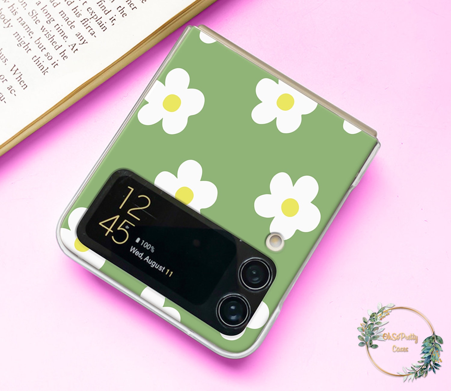 Daisies Green Case for Samsung Galaxy Z Flip 6 3 4 5 5g Phone Case