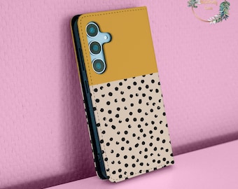 Dots Brieftasche Flip Case für Samsung S24 plus S23 S22 Ultra S21 FE S20 Galaxy A52 A35 iPhone 16 15 pro max 14 13 12 11 8 7 Pixel 9 6 8